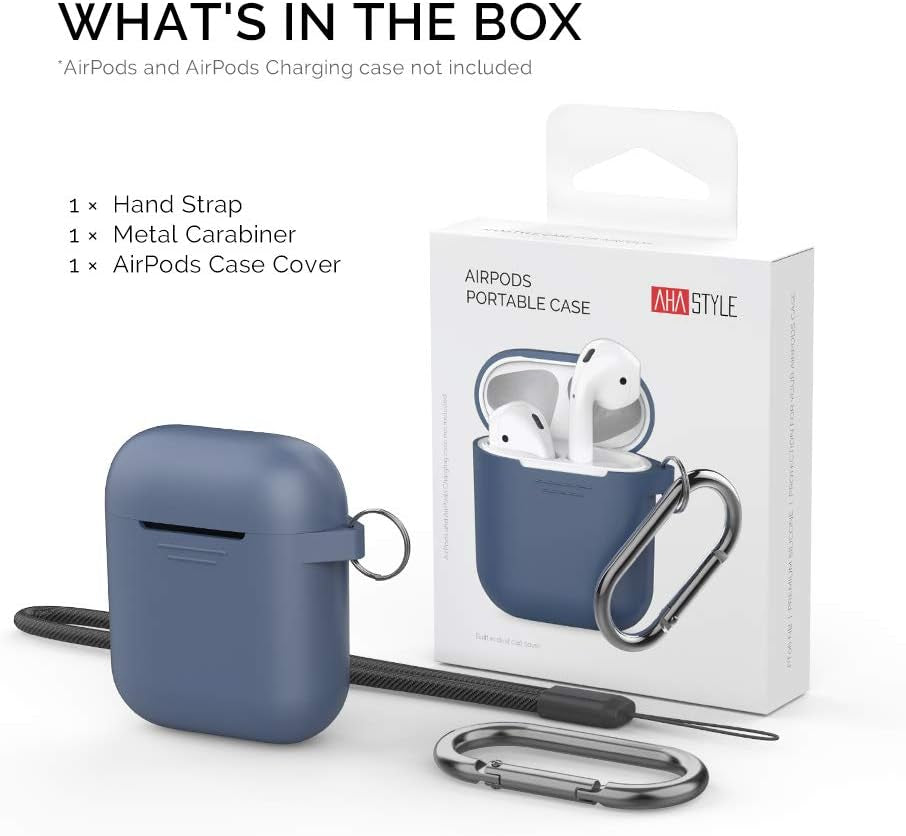 Upgrade Silicone Case Protective Cover for Apple Airpods 2 & 1 | Front LED Visible, Carabiner Included, Supports Wireless Charging, Shock Resistant, Full Protection